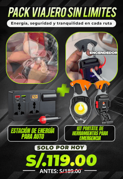 Estación de energía para auto + Kit portátil de herramientas para emergencia