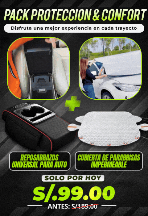 Reposabrazos universal para auto + Cubierta de parabrisas impermeable